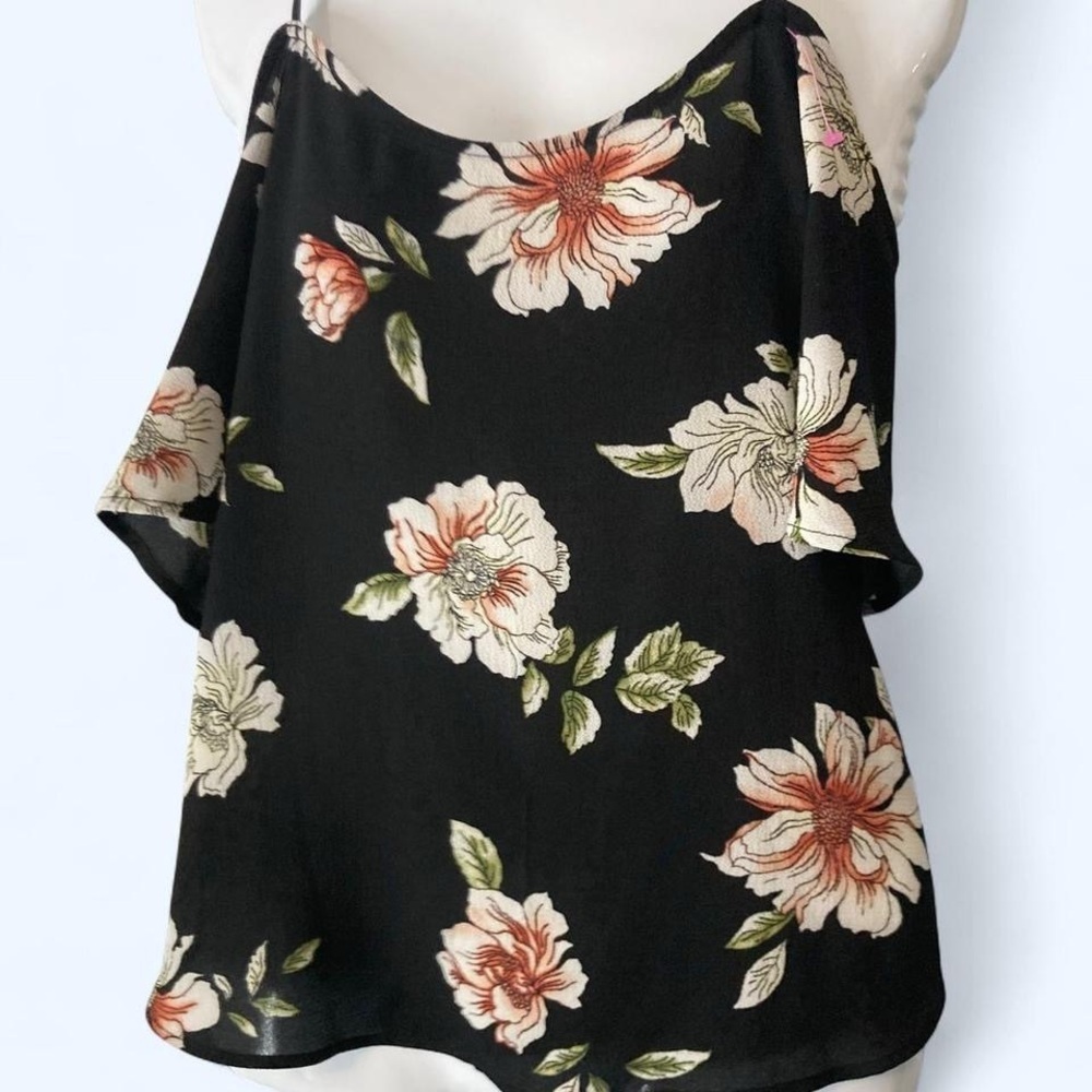 Black floral cold shoulder blouse Kaleigh M